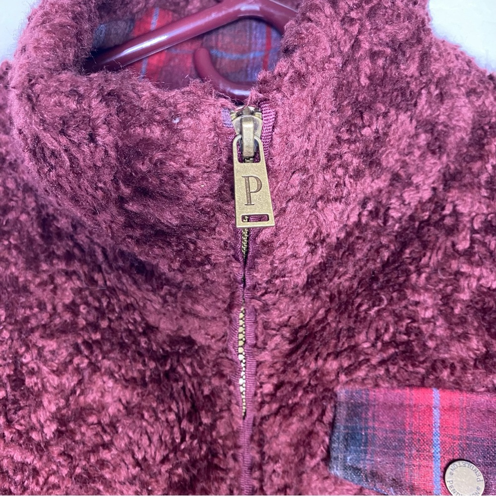 Pendleton Fuzzy Zip Jacket Dark Red Size L - Picture 7 of 10